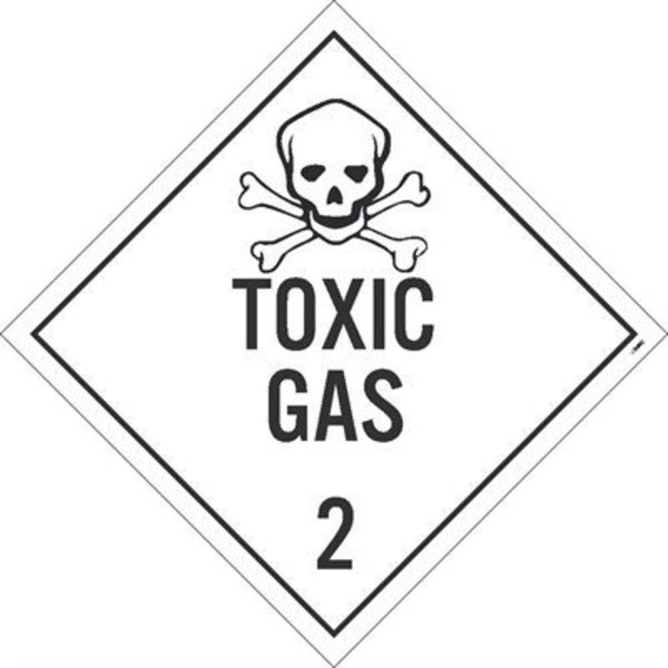 Nmc Toxic Gas 2 Dot Placard Sign, Pk25, Material: Pressure Sensitive Removable Vinyl .0045 DL133PR25